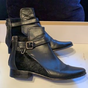 DVF Diane Von Furstenberg ‘Keith’ calf hair & leather ankle boot in black